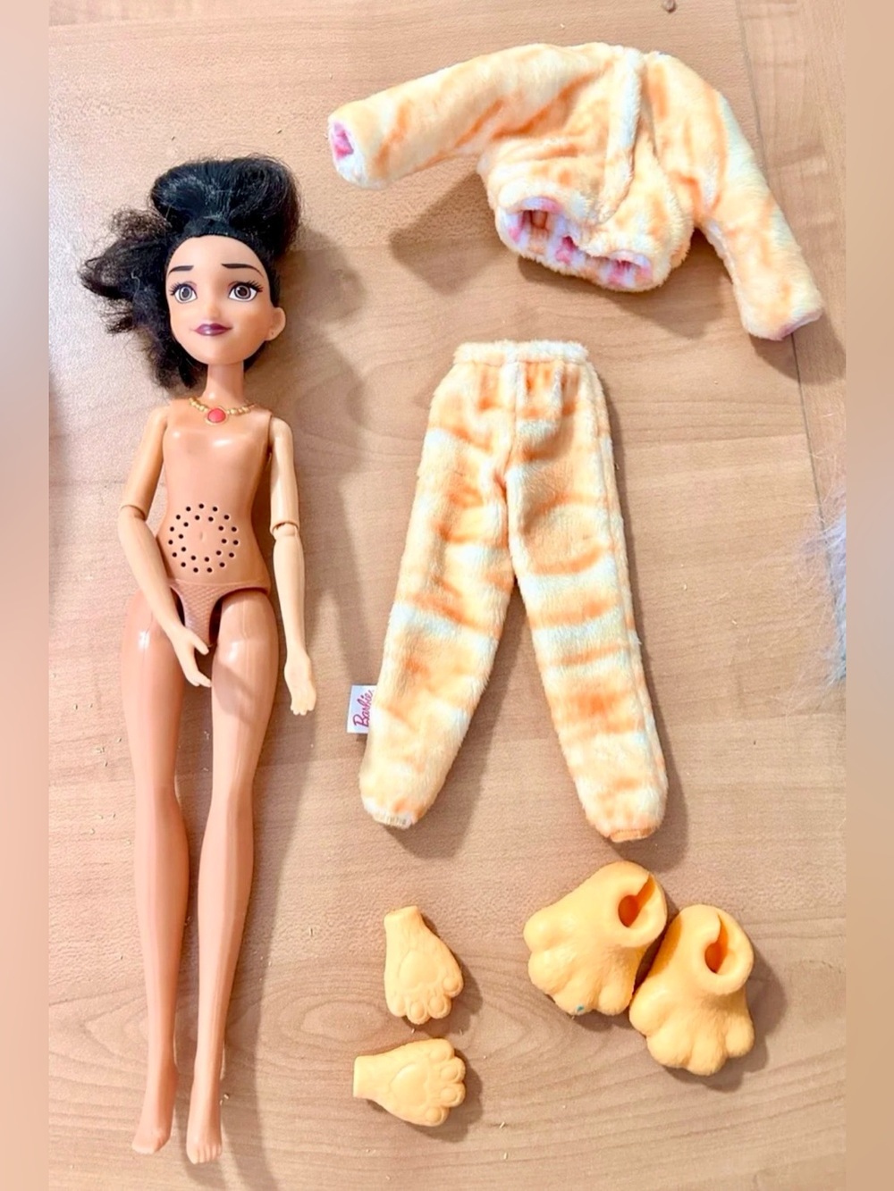 Disney princess Elena singing doll with Barbie cutie reveal kitty cat outfit toy